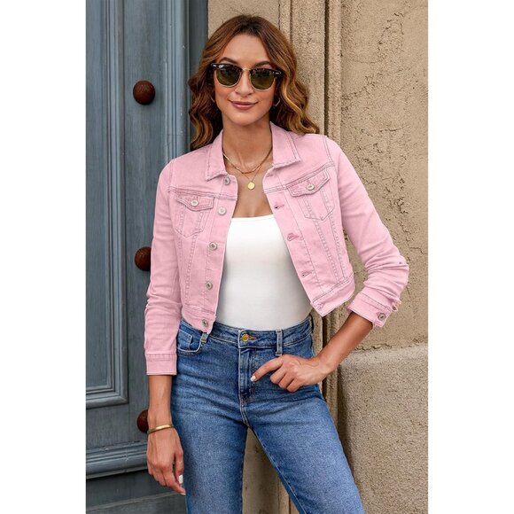 Women Pink Denim Jacket Outfit Casual Chic Style Fashion Modern Comfortable - Picture 6 of 8